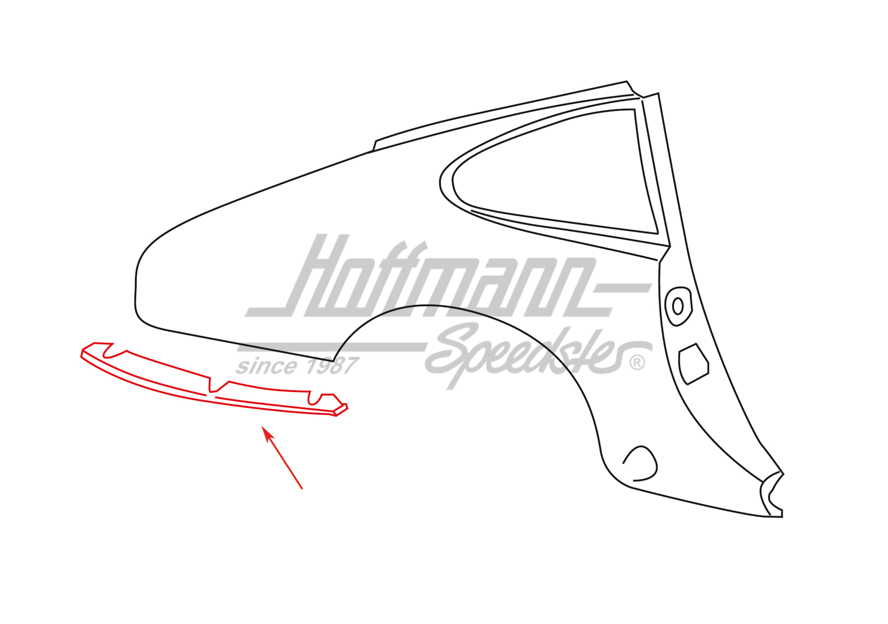 Support, panneau latéral, arrière, 74-89, droite                                                    