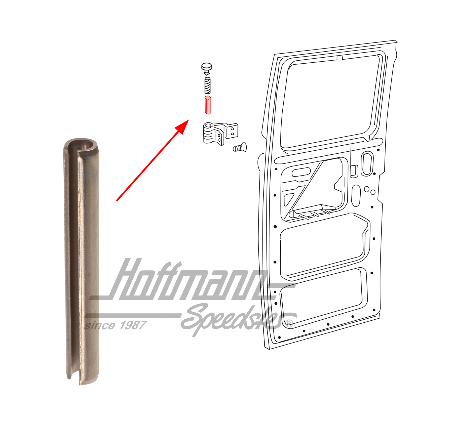 Axe de charnière de porte, Bus T1/T2/T3, inox                                                       