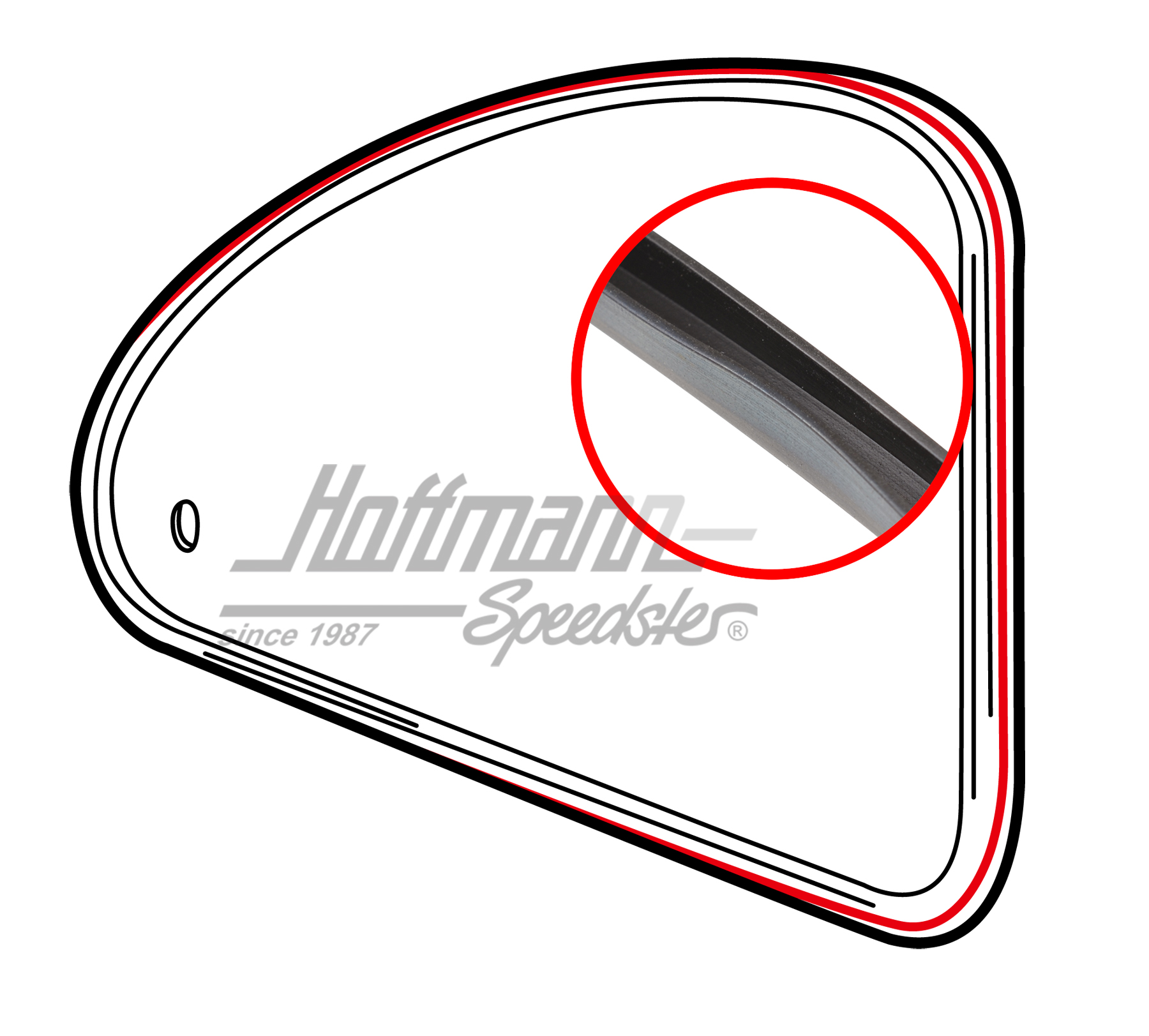 Joint, vitre/cadre, arrière, -7,64                                                                  