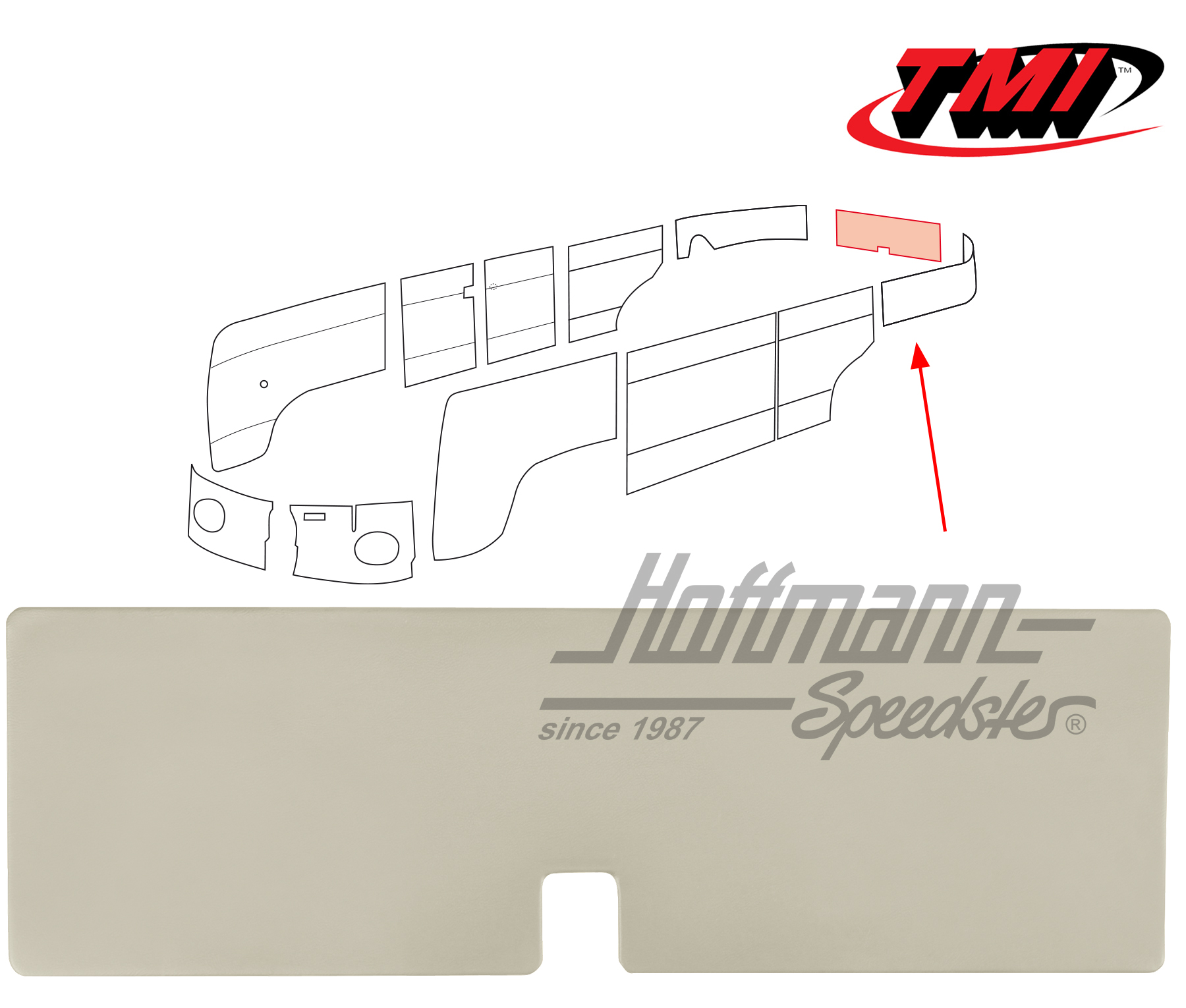Panneau de hayon arrière, 3.55-7.63, blanc cassé | 10-2108-15 | 098-0539-04