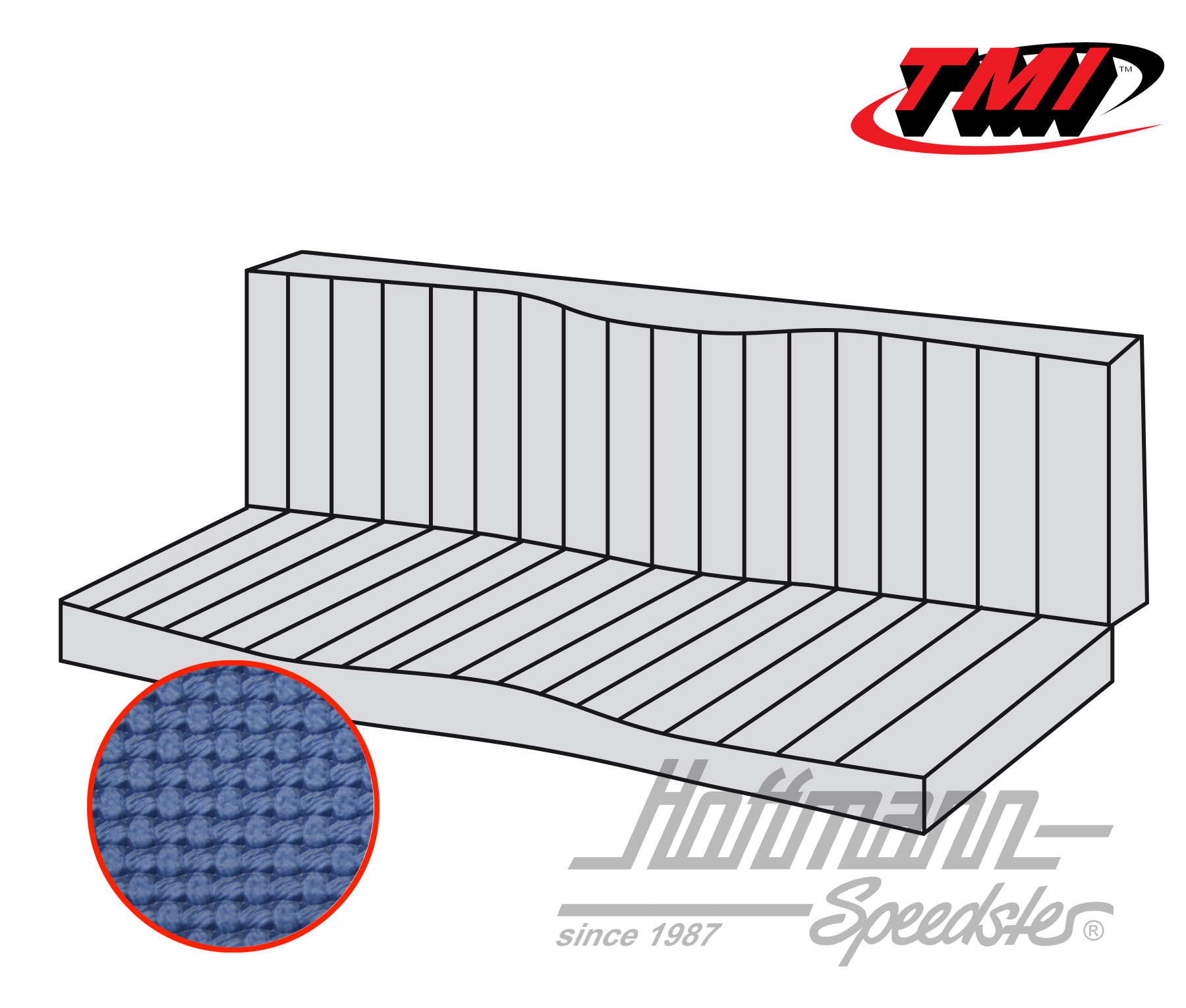 Housse de banquette, Karmann Ghia Coupé, 55-71, bleue | 43-1511-08 | 066-0082-20