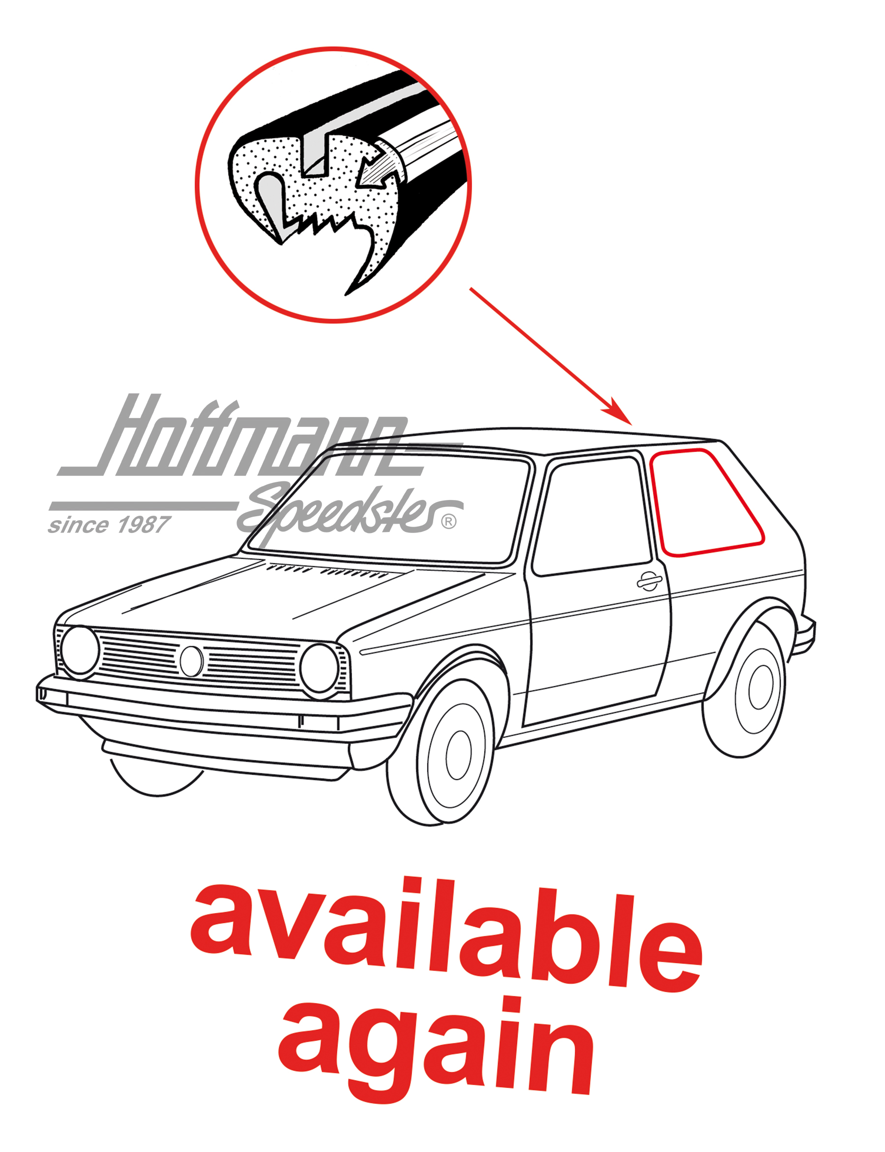 Joint de vitre latérale, Golf 1, arrière, gauche | 171 845 321 A | 180-7141