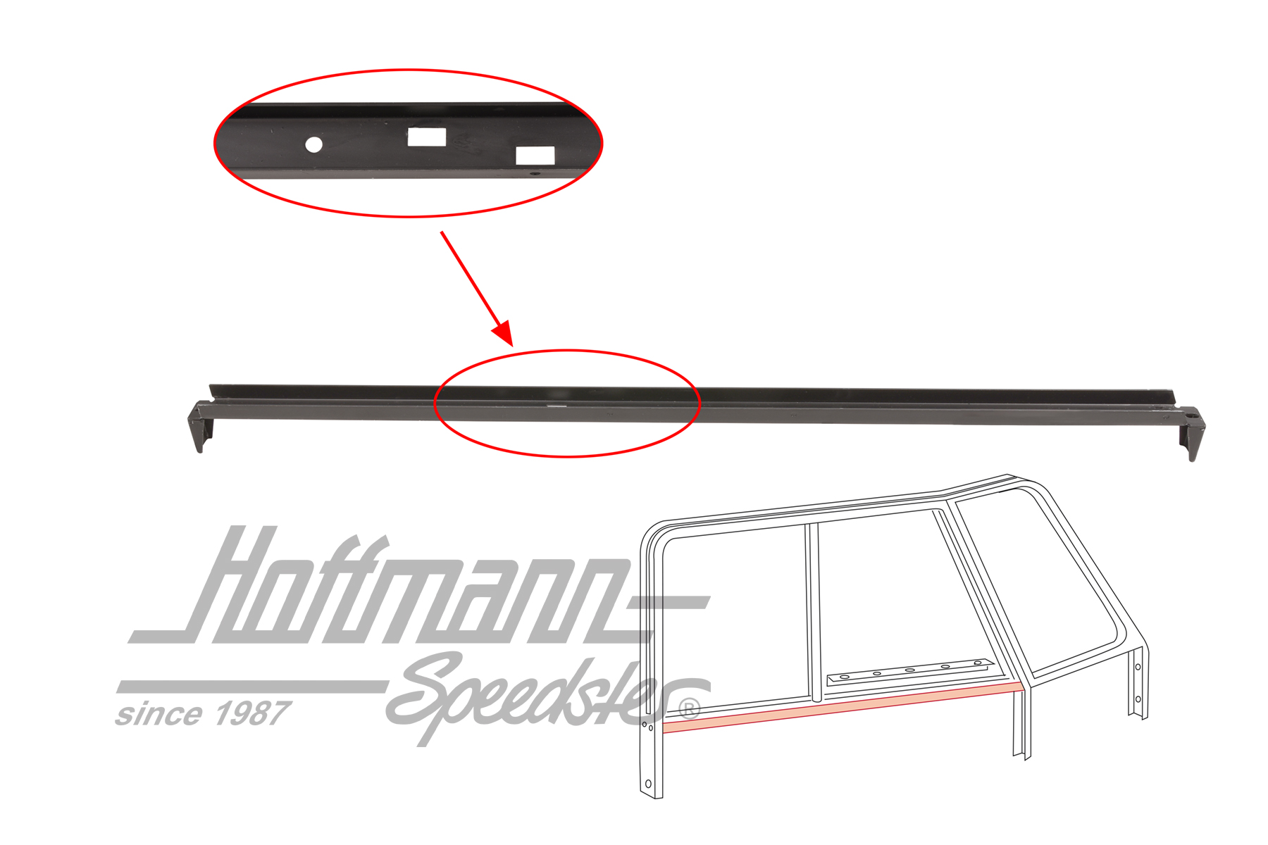 Guide de fenêtre, en bas, Bus T1, 55-67, gauche | 211 837 387 | 089-4584-11