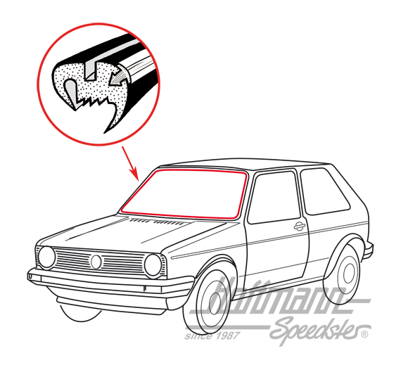 Joint de pare-brise, avec rainure, Golf 1, berline + Cabriolet | 171 845 121 A | 180-7130