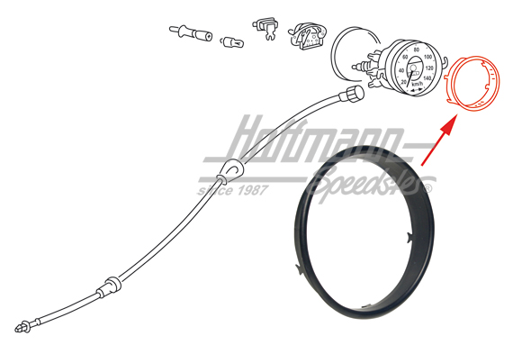 Enjoliveur de compteur, standard, noir | 113 957 371 EB | 020-2062