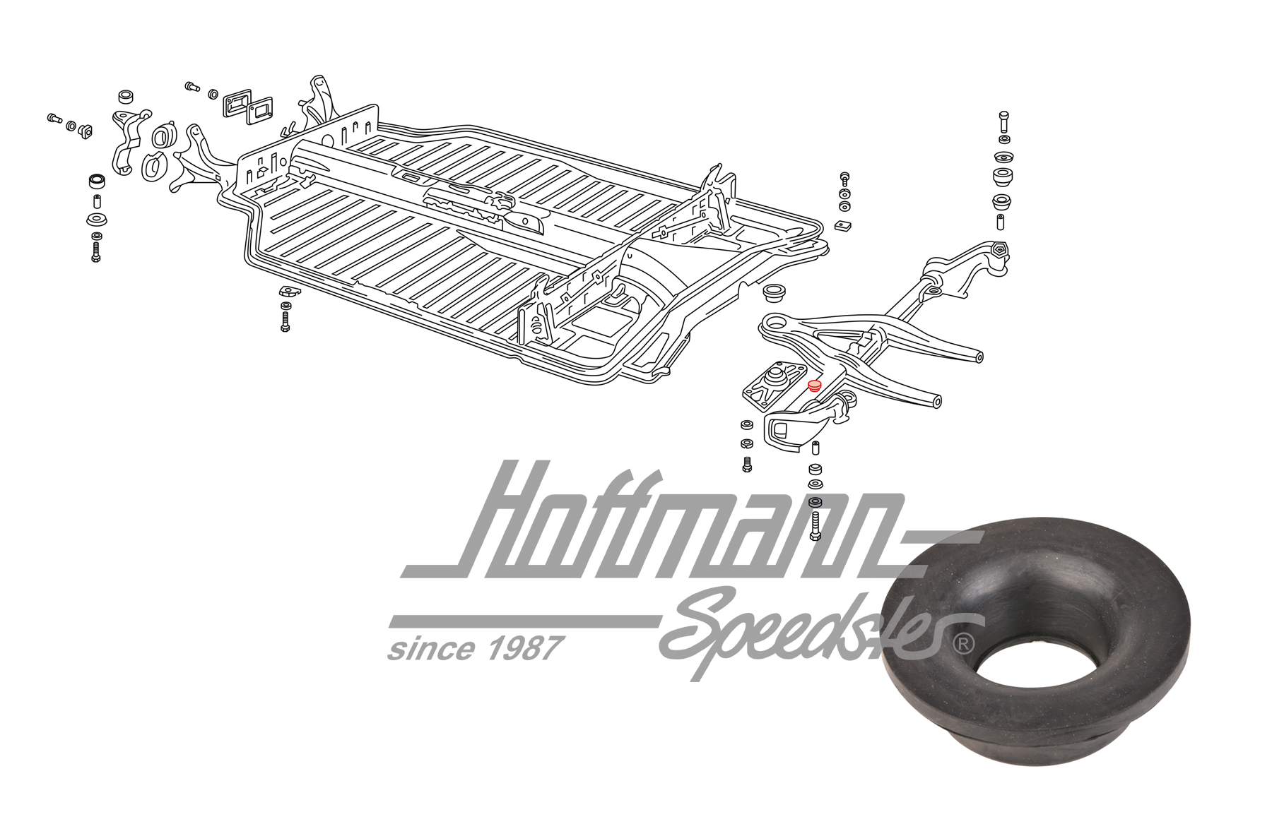Caoutchouc, essieu arrière/châssis, au milieu, en haut | 311 705 687 | 069-8090-26