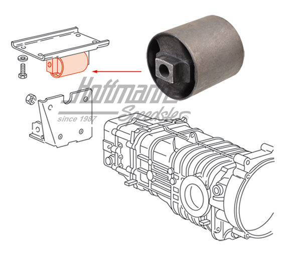 Support en caoutchouc, nez boîte de vitesses, Bus T3 | 251 399 205 E | 315-0070