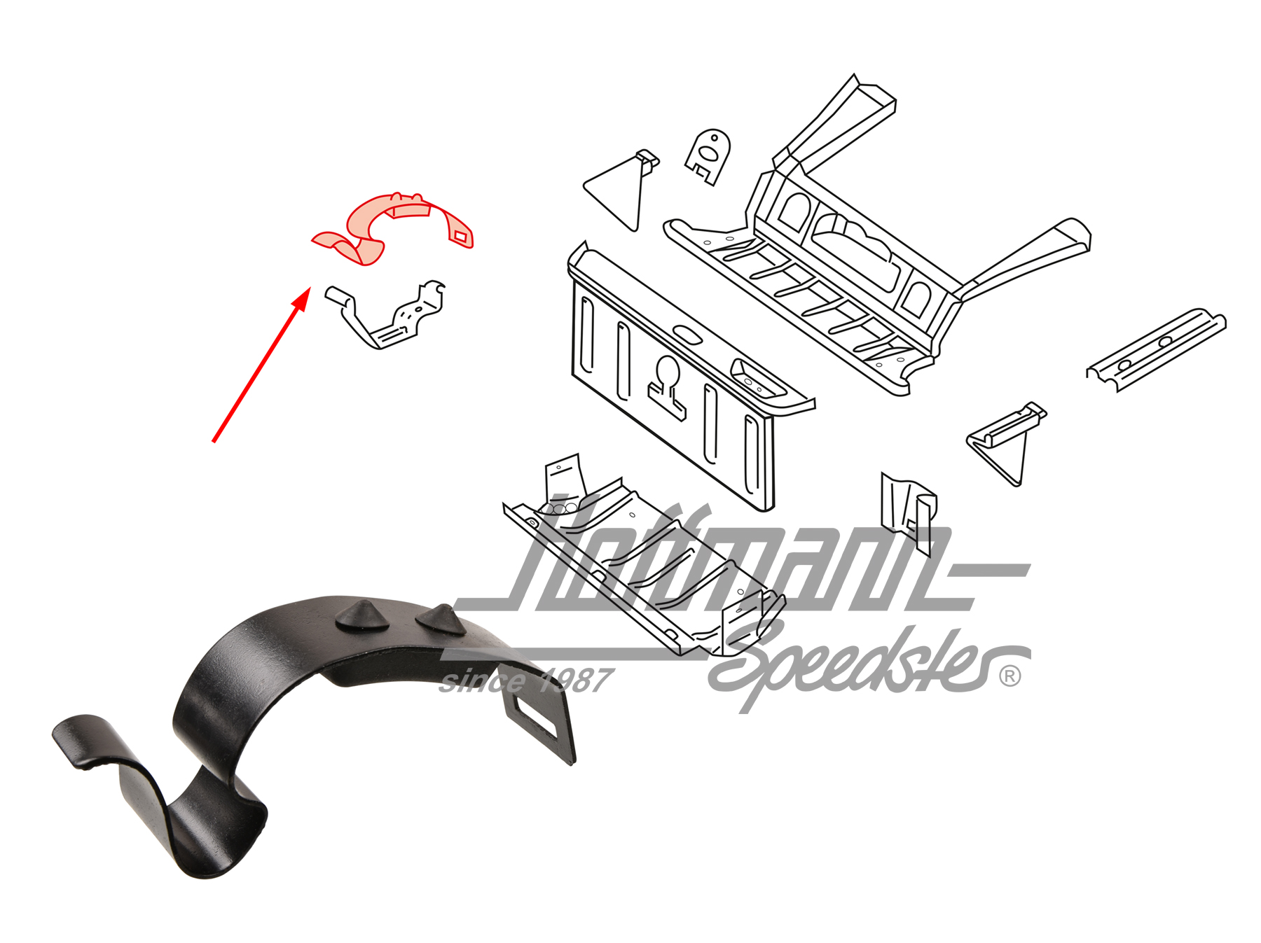 Cadre support, support de cric, Type 181 | 111 809 376 N | 080-2500