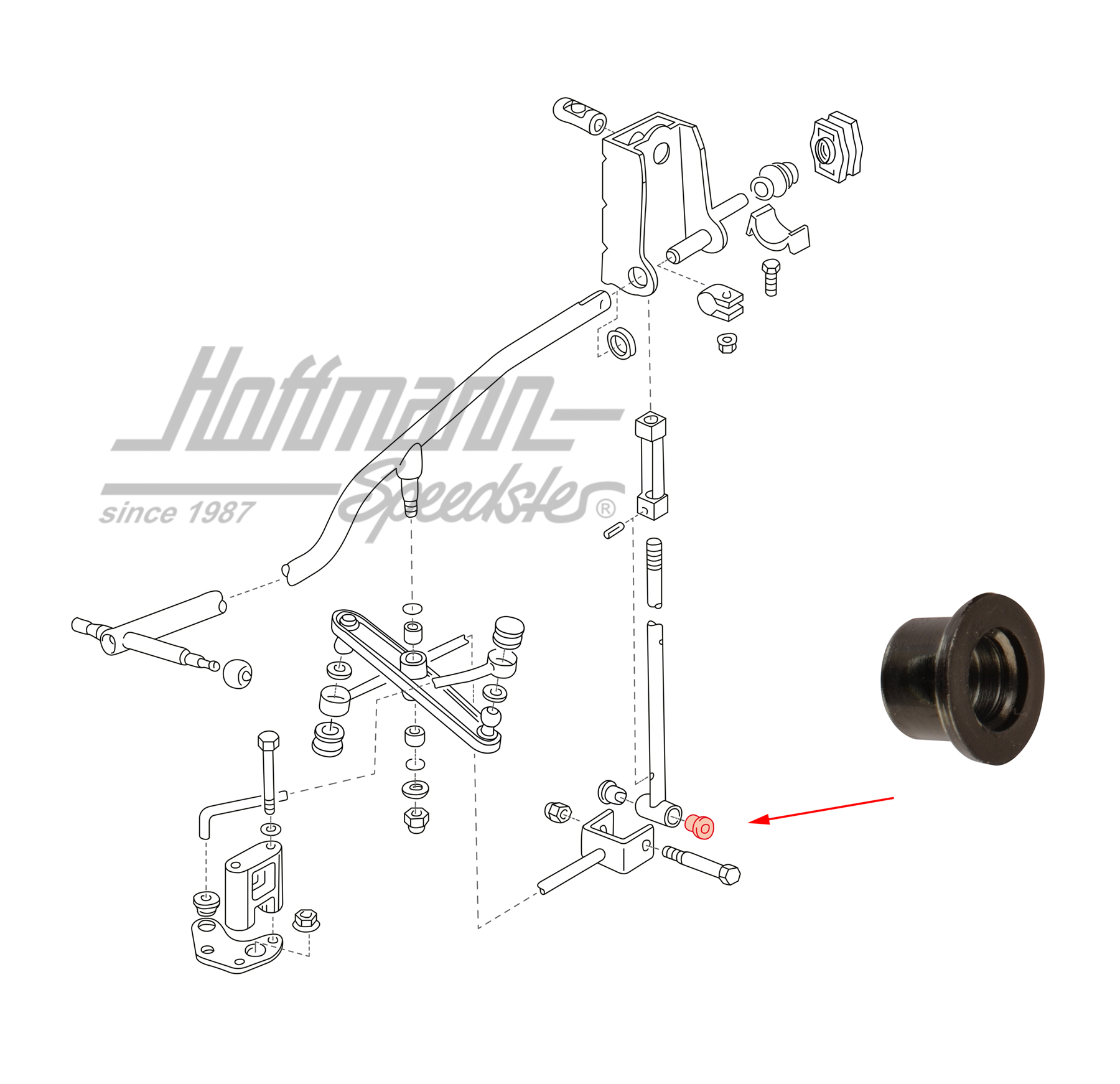 Douille, arbre de commande de vitesses, en bas, Bus T4 | 701 711 169 | 407-2010-11