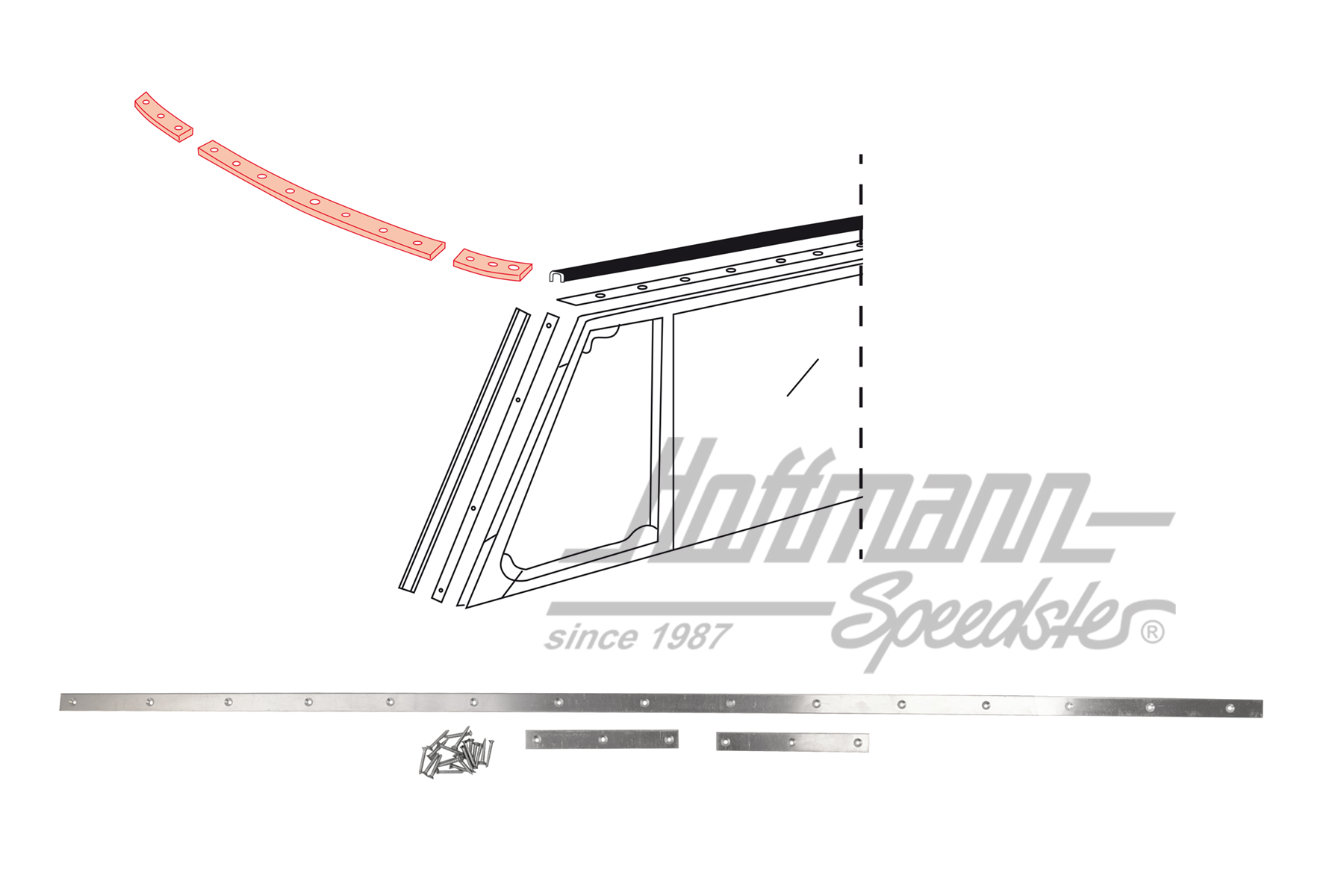 Barres de fixation, joint arceau sur pare-brise | 151 871 341 | 020-4811