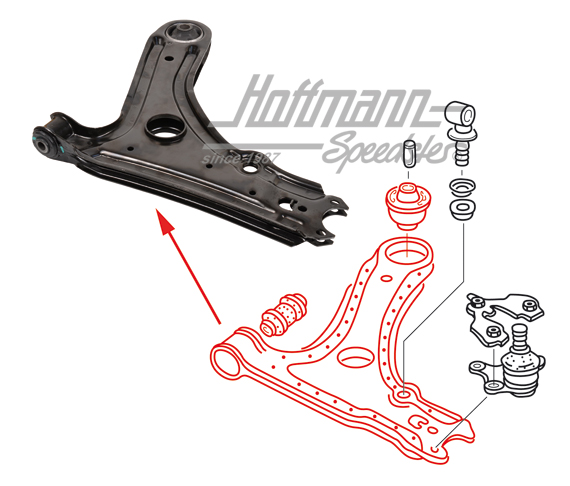 Bras triangualaire, Golf 2, avec support en caoutchouc, | 191 407 151 B | 204-0500