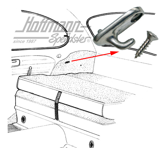 Crochet, banquette arrière, avec vis | 111 885 561 | 055-5004