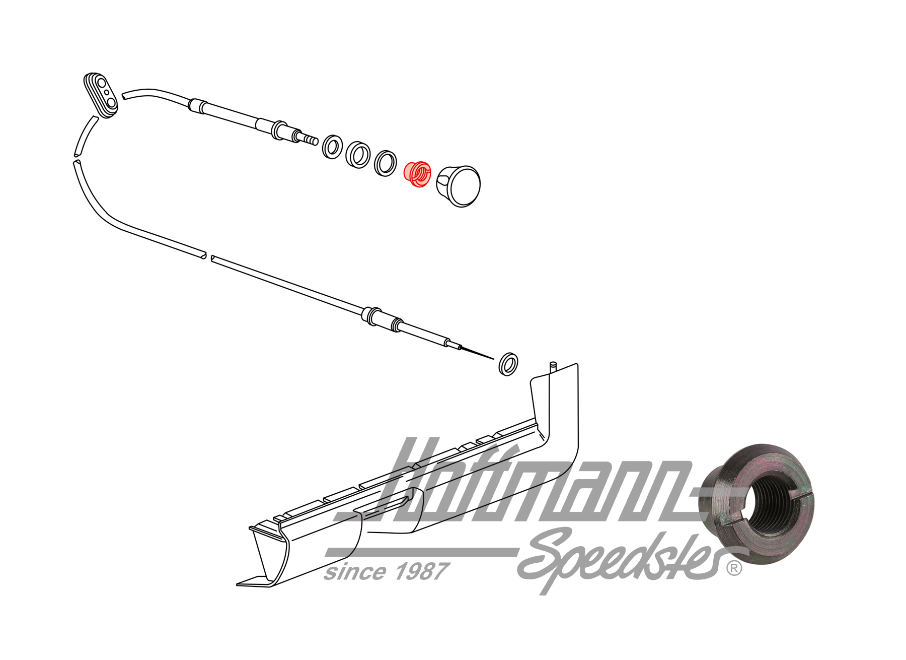 Ecrou à collet, câble de démarrage, Bus T3, 1.81-1.85 | 861 711 509 | 307-5780-14