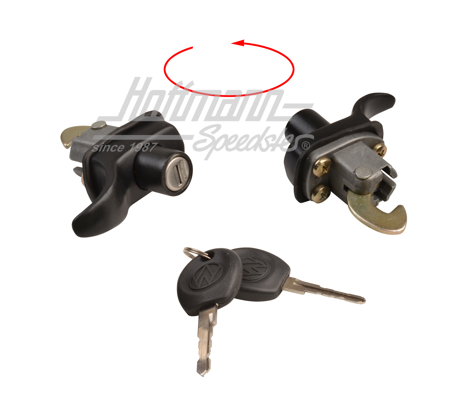Serrure de capot-moteur, 8.66-7.71, noire | 111 827 503 J | 020-2470-20