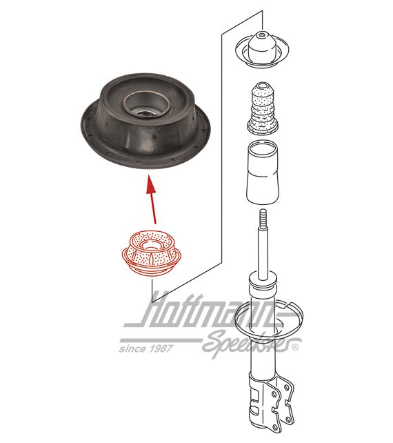 Palier de jambe de suspension, en haut, Golf 2/Golf 3 | 191 412 329 | 204-4000