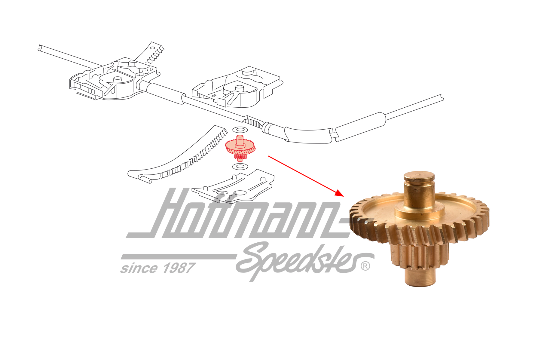 Roue dentée, moteur du toit ouvrant, 924/944                                                        