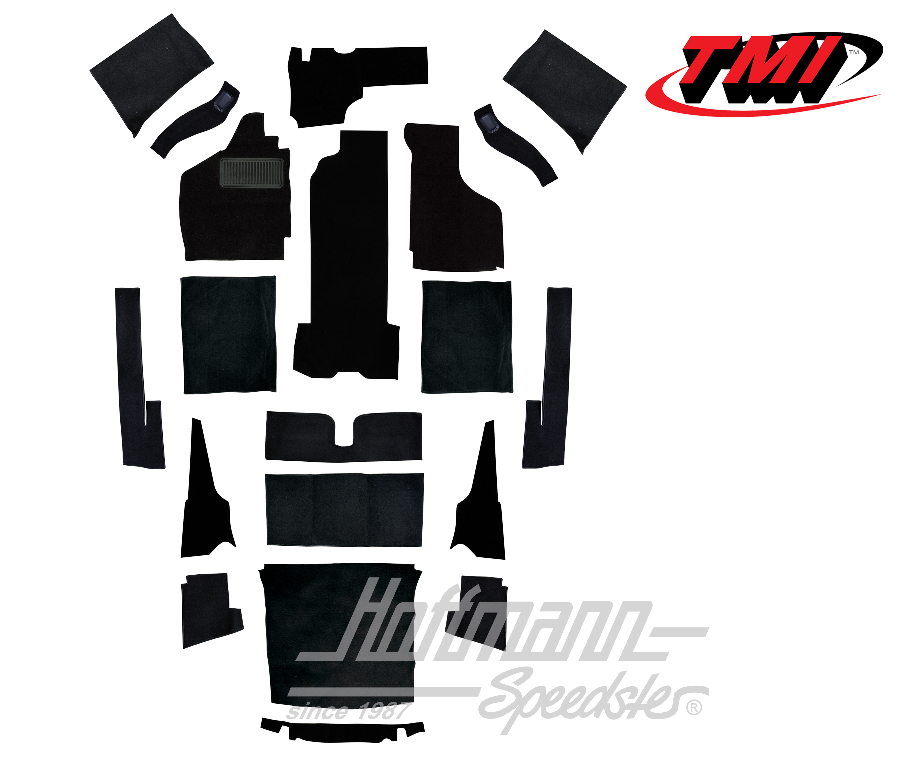 Kit moquettes, Karmann Ghia Cabriolet, -7.68, noir | 34-F1624-801 | 066-0046-50