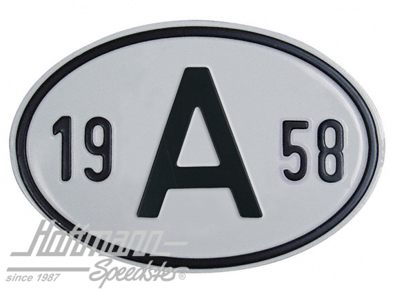 Plaque de nationalité "A", alu, avec année "1958" |  | 020-2398-58