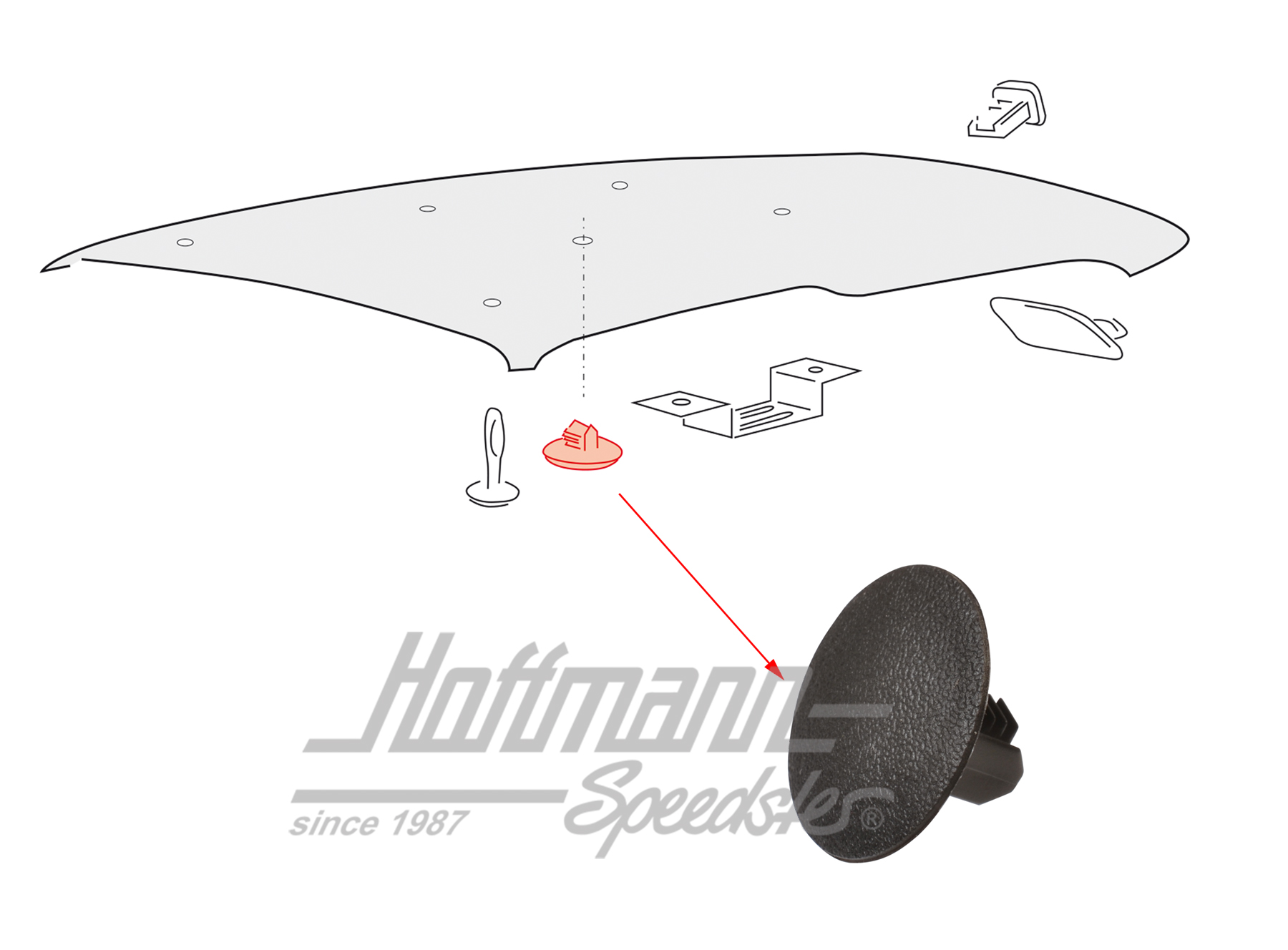 Clip, ciel de toit, Golf 2 GTI, noir | 321 867 838  01C | 208-1170-23