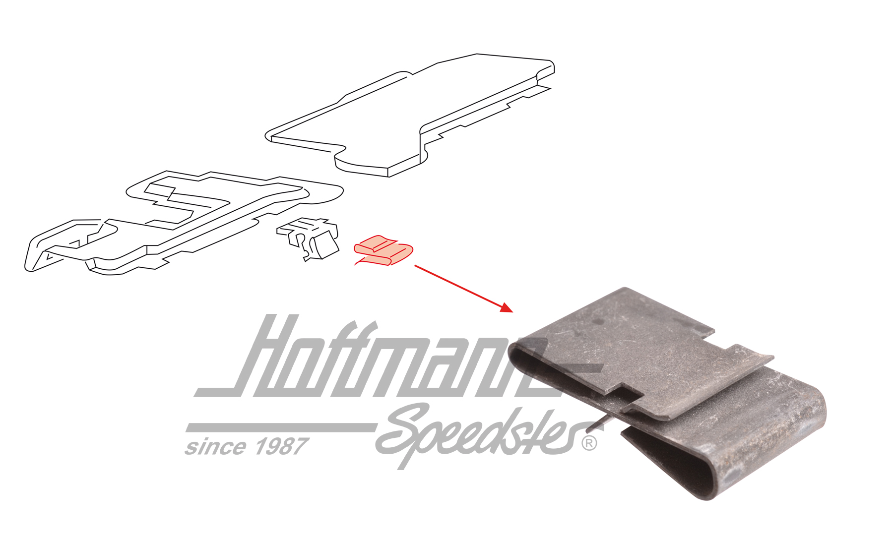 Clip, tableau de bord, en bas | 171 863 090 A | 180-1530-20