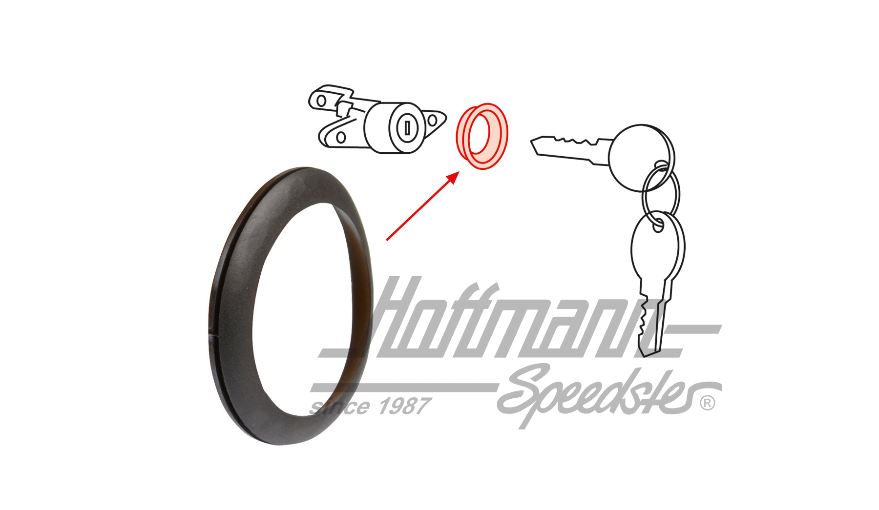 Joint, serrure de hayon arrière, Golf Cabriolet | 161 827 527  01C | 180-7405-06