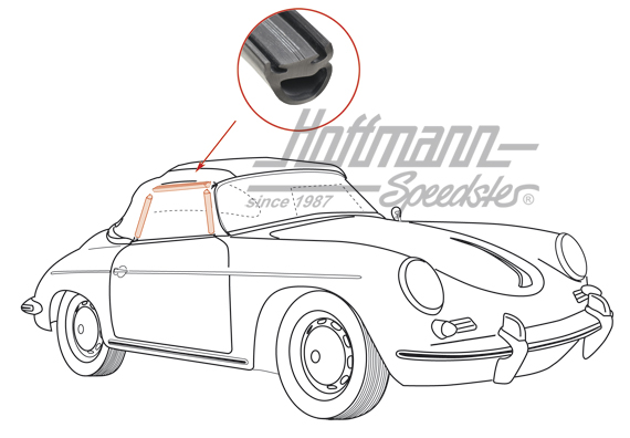 Jeu de joints, capote/vitre de porte, 356 B/C | 644 542 095 20 | 510-6200