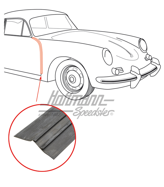 Joint de porte, avant, Porsche 356 A/B/C | 644 531 903 00 | 510-6332-13