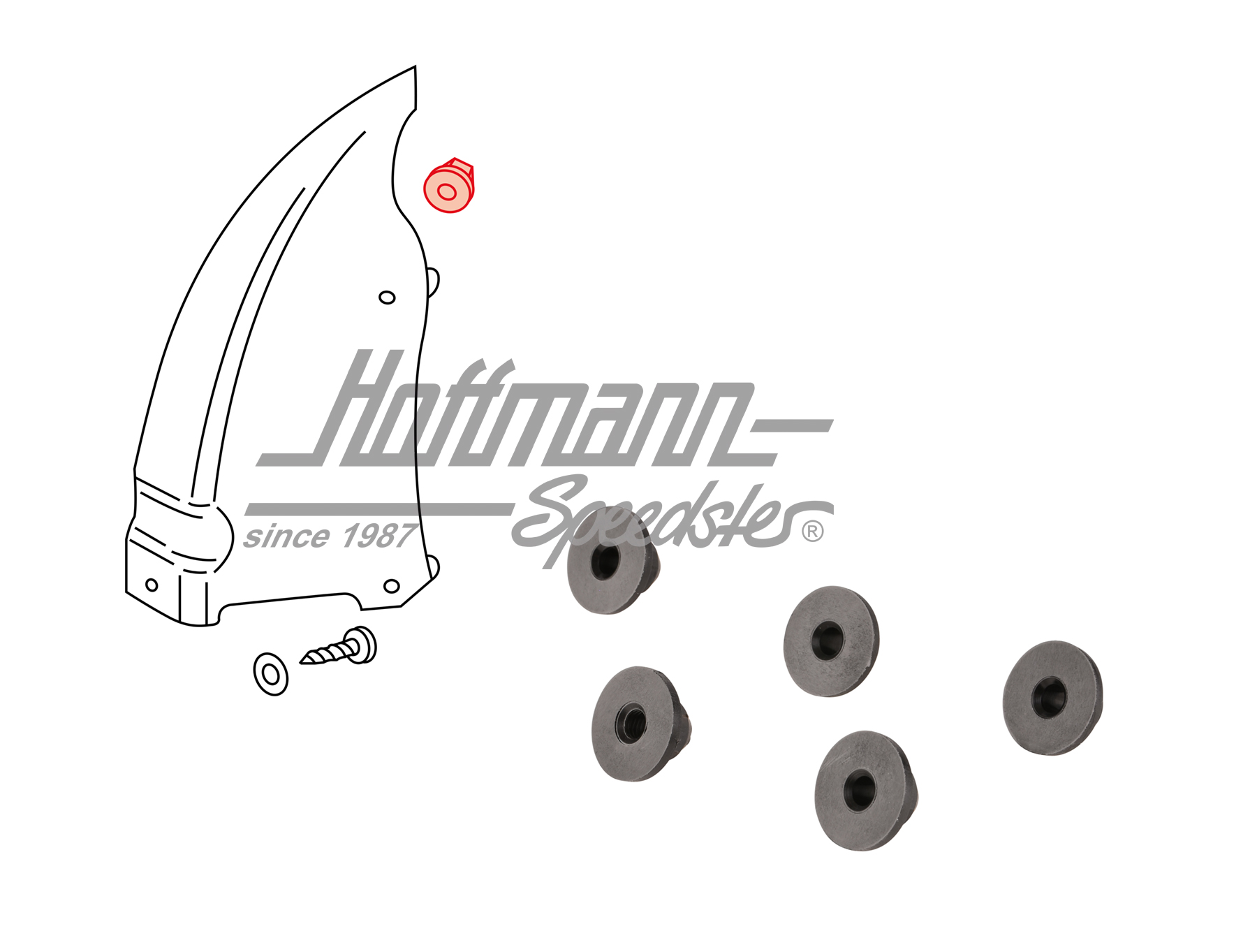 Écrous en plastique, cache (5 pièces)
 | 171 201 969 | 180-1140-40