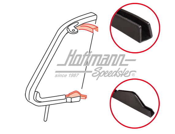 Joint, vitre de déflecteur / cadre, 8.64- | 221 845 295 A T1 Passform | 020-5233-16