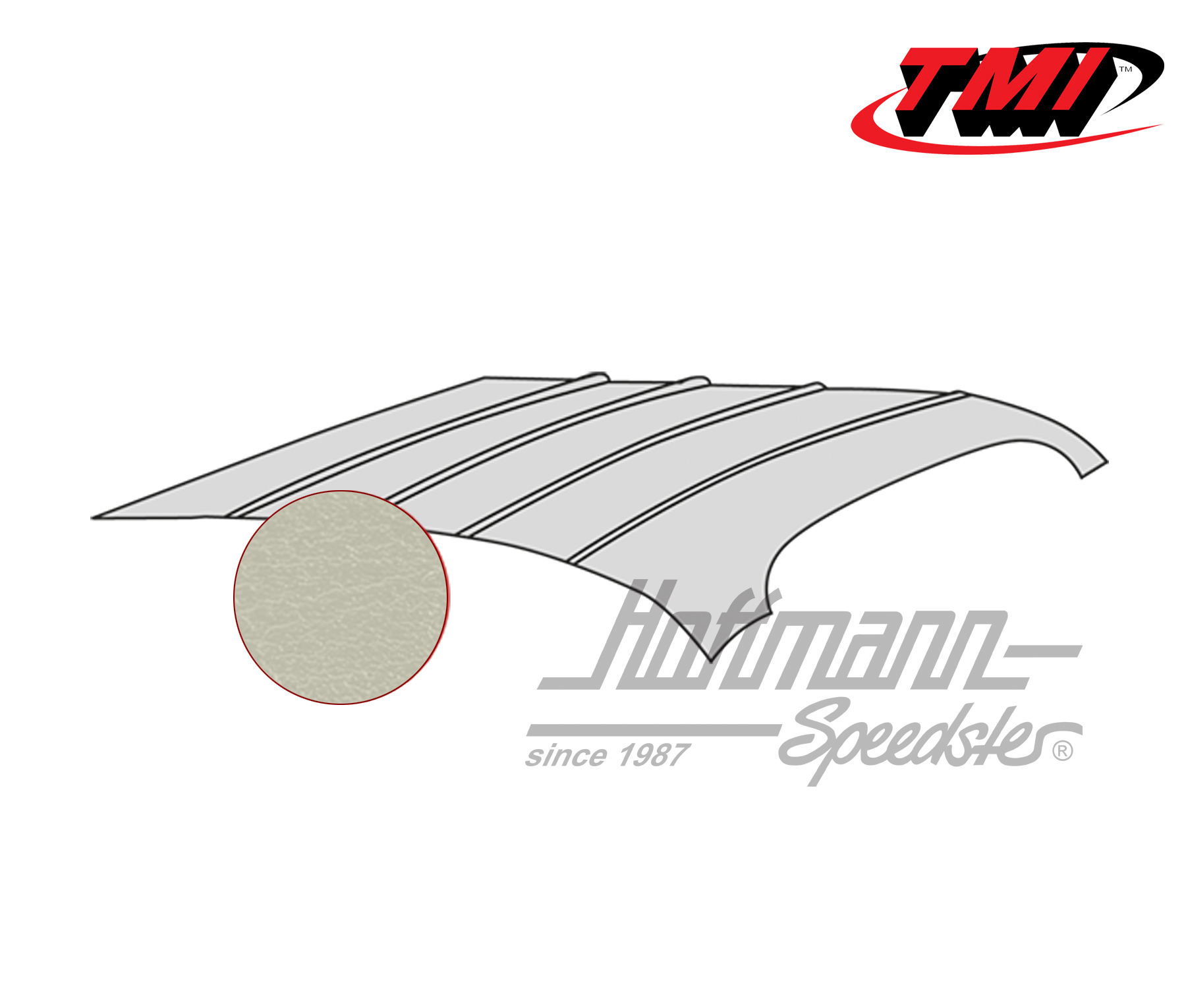 Ciel de toit, Karmann Ghia, -.74, lisse, blanc cassé | 20-1510-48 | 066-0100-40