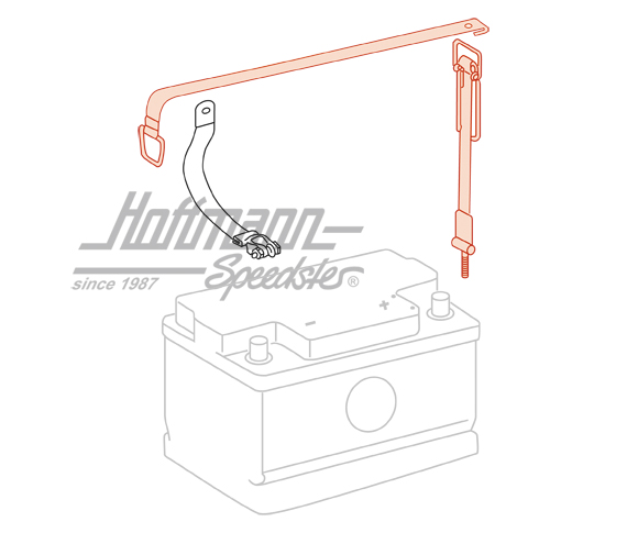 Bande de serrage de batterie, 911, longue, noire                                                    