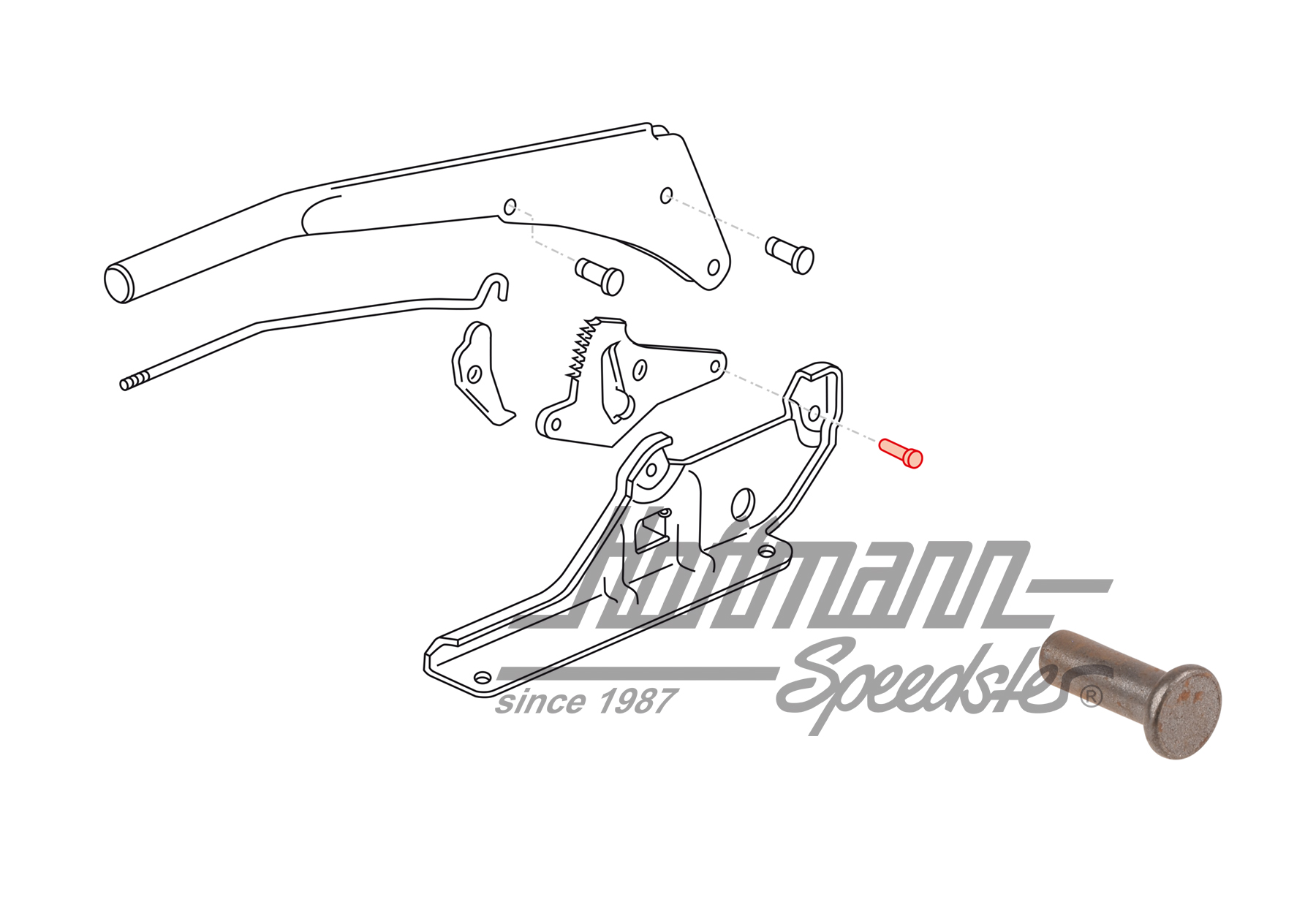 Rivet, segment denté, levier de frein à main, Bus T3 | 111 109 131 | 325-3910-14