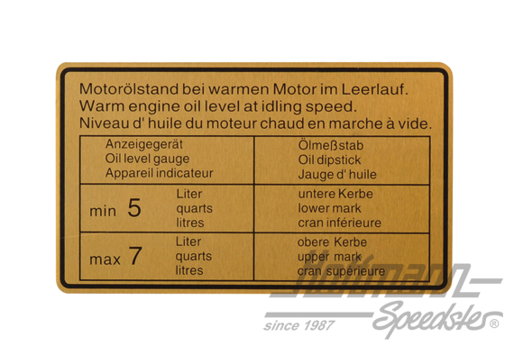 Autocollant "Niveau d'huile, 911/914, 65-72/70-72 | 901 006 504 01 | 580-8015