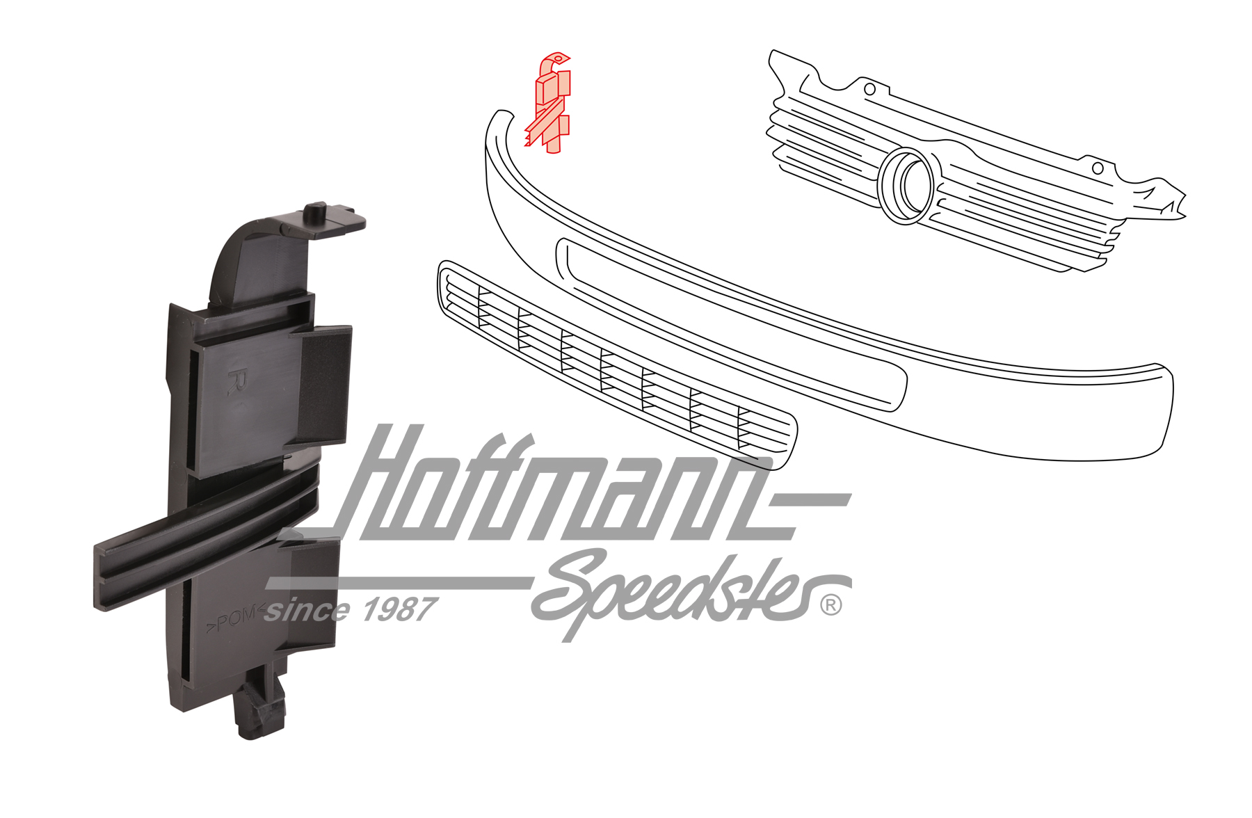 Guidage, écran/grille de radiateur
, en bas, droite | 7D0 854 510 | 408-2940-02