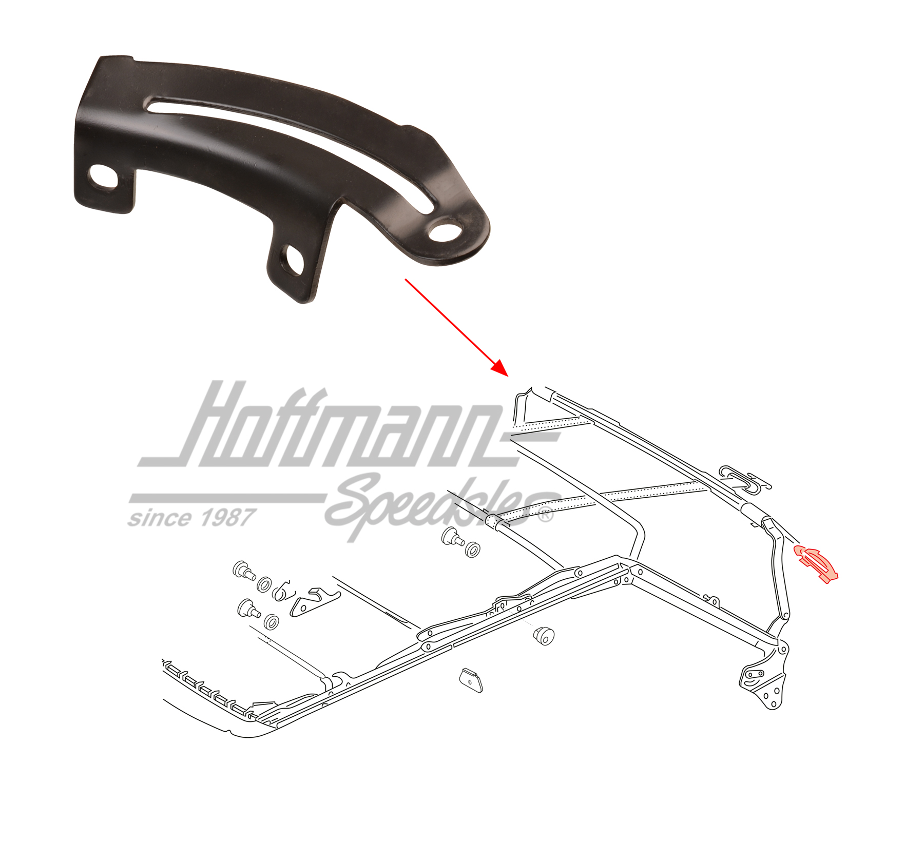 Cadre support, tringlerie de capote, arrière, droite | 155 871 262 | 180-4810-42