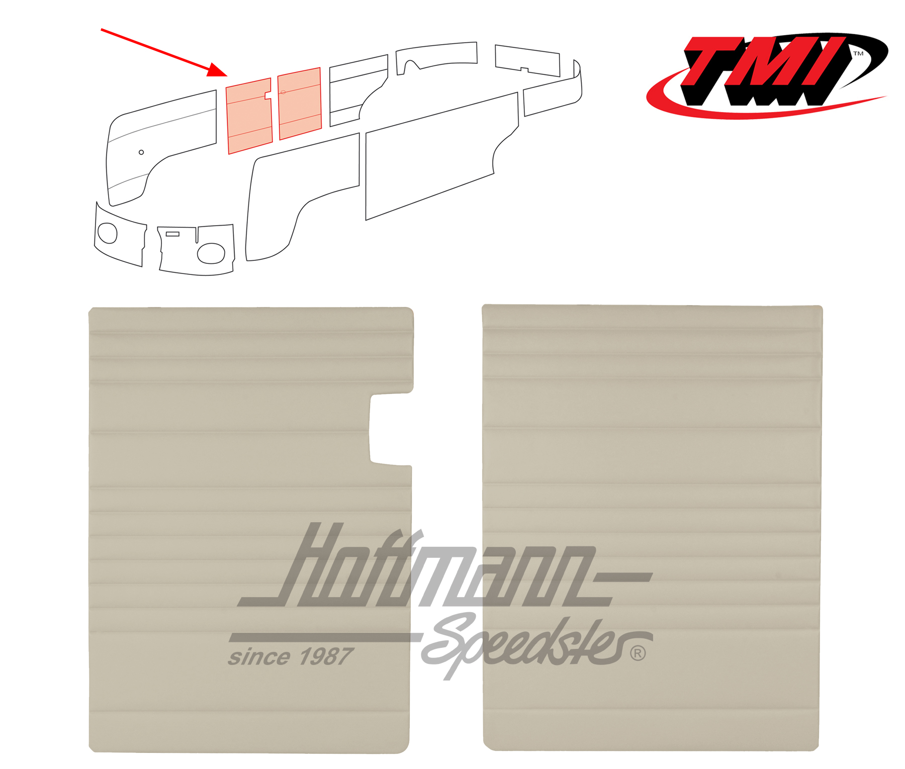 Panneaux de porte à charnière, 55-67, blanc cassé | 10-2113-15 | 098-0570-04