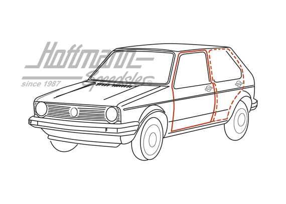 Joint de porte, Golf 1, 4-portes, gauche / dro | 173 837 911 H | 180-7021