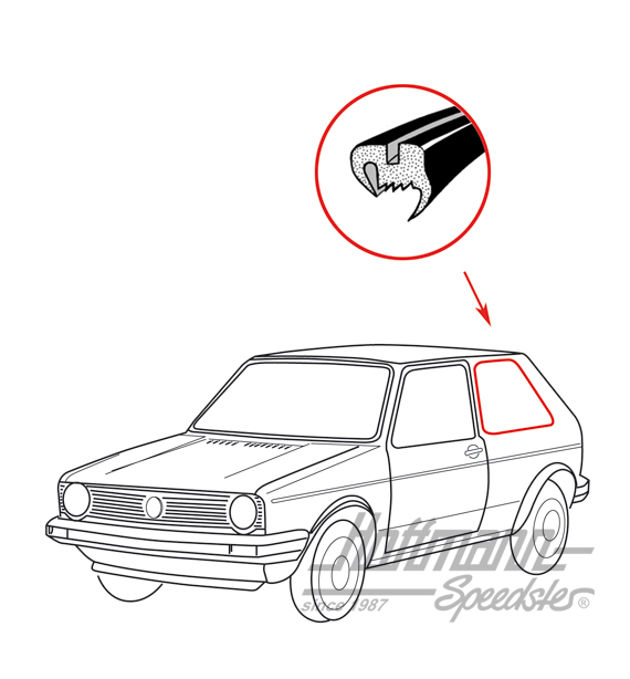 Joint de vitre latérale, Golf 1, arrière, gauche | 171 845 321 | 180-7071