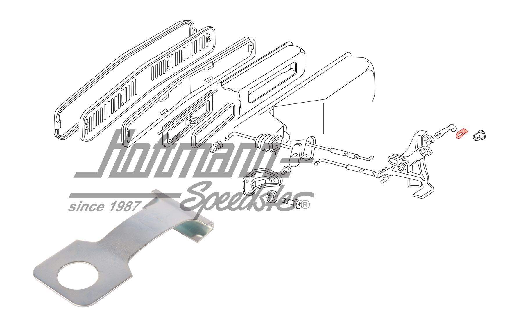 Tôle de fixation, levier de chauffage
, Bus T2, 8.67-7.71 | 211 259 373 | 090-1296-30