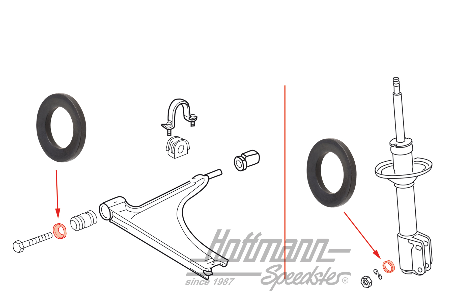 Rondelle de ressort, jambe de suspension/bras triangulaire | 171 407 239 A | 140-3420