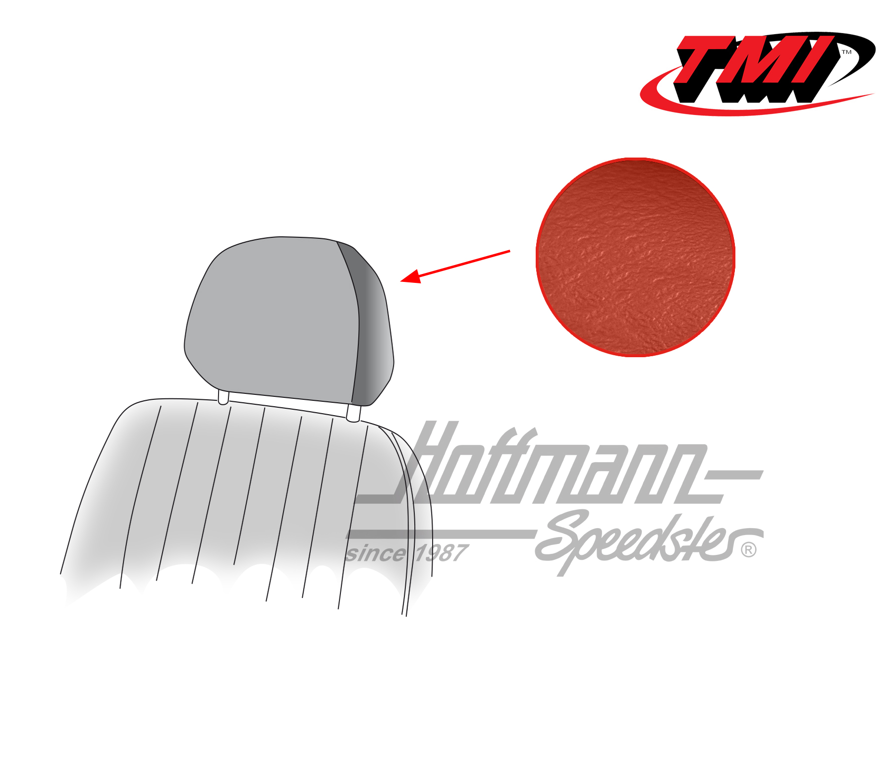 Housses appuie-tête, Karmann Ghia, 69-74, rouges | 43-1530-17 | 066-0079-10