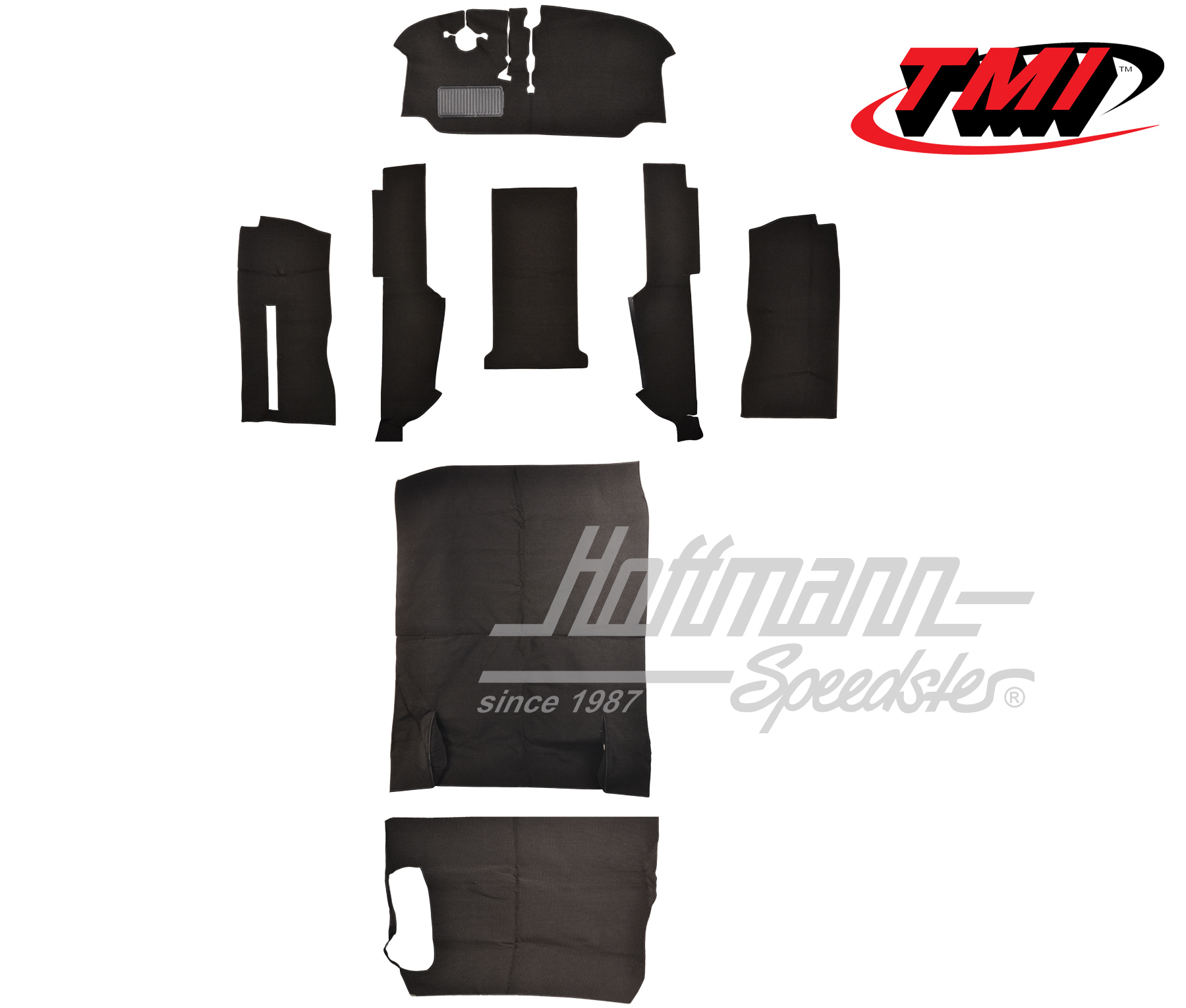 Kit moquettes, Bus T2, 8.72-7.79, noir | 34-F2106-301 | 098-0020