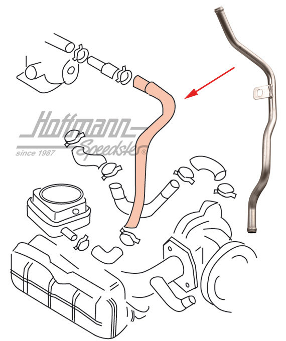 Tuyau d'eau, refroidisseur d'huile/boîtier du thermostat, inox | 025 121 065 A | 307-4024-18