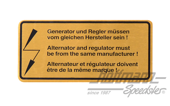 Autocollant "Alternateur/régulateur", 911, 65-73 | 901 006 508 00 | 580-8050