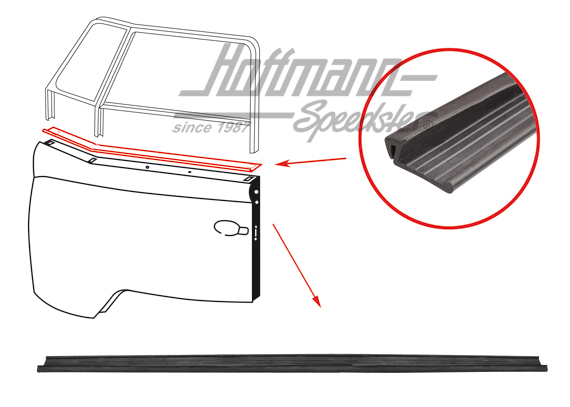 Joint, cadre de vitre de porte et porte, gauche/droite | 211 837 395 | 089-0140
