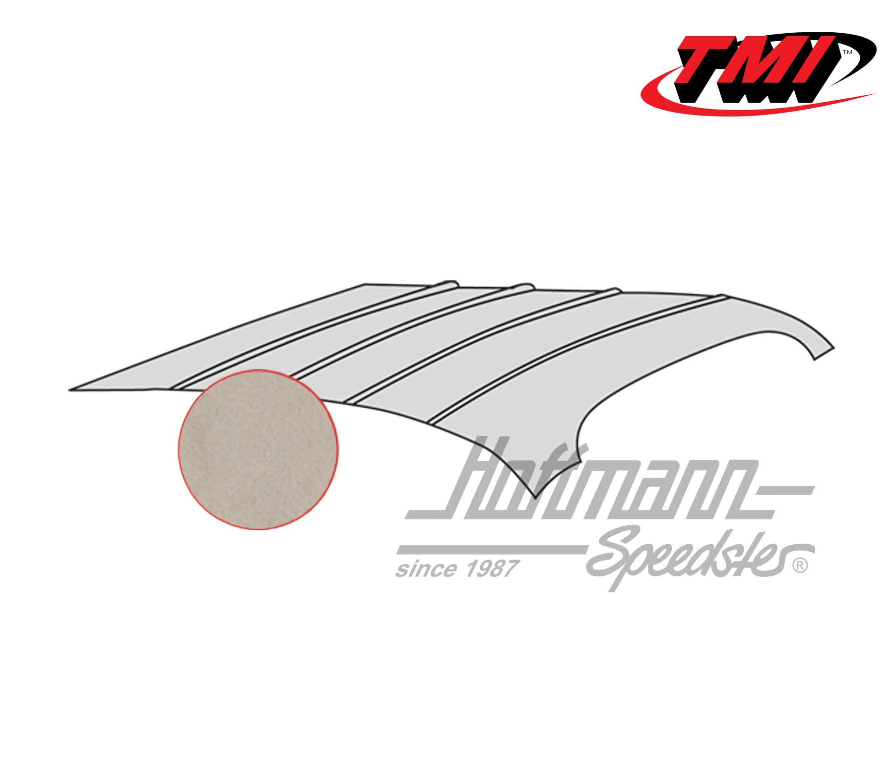 Ciel de toit, Karmann Ghia, -.74, Mohair, ivoire | 20-1510-77 | 066-0100-70