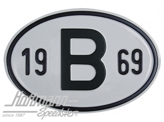 Plaque de nationalité "B", alu, avec année "1969" |  | 020-2397-69