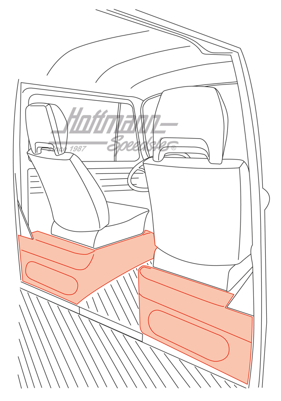 Revêtements caoutchouc, boîte de siège, arrière                                                     