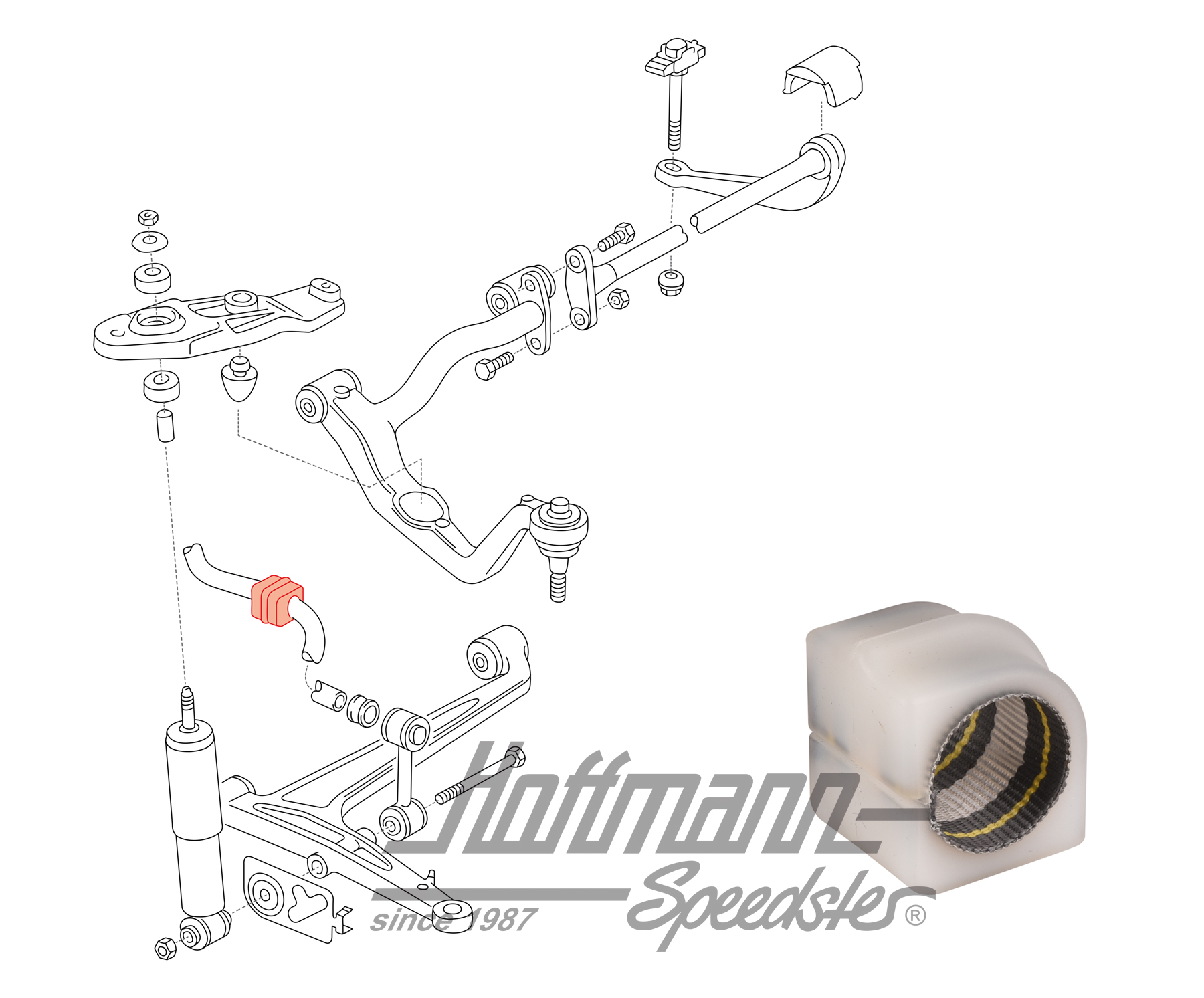 Support en caoutchouc, stabilisateur, avant, 27mm | 701 411 041 D | 404-0560-08