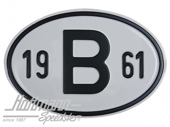 Plaque de nationalité "B", alu, avec année "1961" |  | 020-2397-61